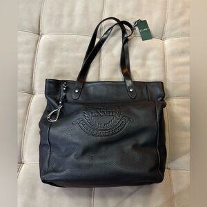 Ralph Lauren Putnam Black Leather Tote Bag